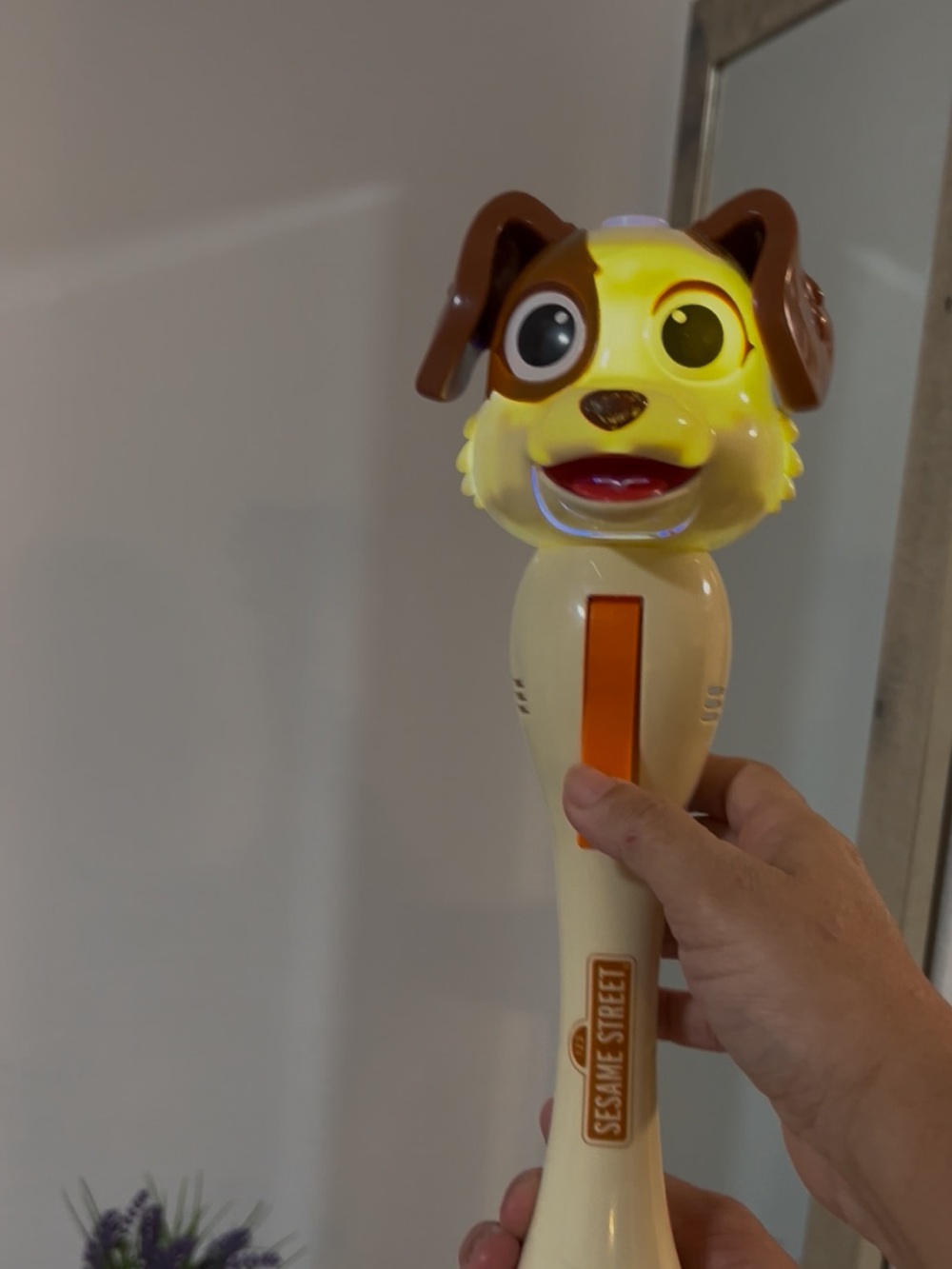 Sesame Street Light-Up Puppy Toy in Cream, Brown & Yellow